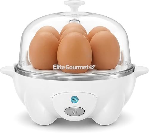 Elite Gourmet EGC-007 Rapid Egg Cooker, 7 Easy-To-Peel, Hard, Medium, Soft Boiled Eggs