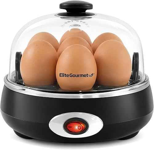 Elite Gourmet EGC007CHC# Rapid Egg Cooker, 7 Easy-To-Peel, Hard, Medium, Soft Boiled Eggs