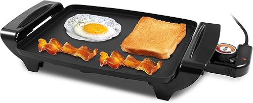 Elite Gourmet EGR2722A Electric 10.5" x 8.5" Griddle, Cool-touch Handles Non-Stick Surface