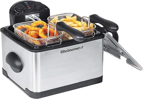 Elite Gourmet EDF-401T# Electric Immersion Deep Fryer 3-Baskets, 1700-Watt