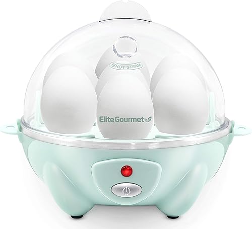 Elite Gourmet Easy Electric 7 Egg Capacity Soft, Medium, Hard-Boiled Cooker Poacher, Scrambled