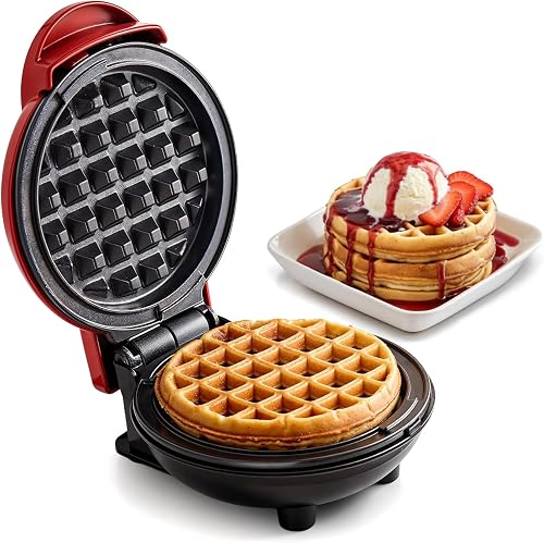 Elite Gourmet EWM015R Electric Nonstick 4.5" Cooking Surface Mini Waffle Maker