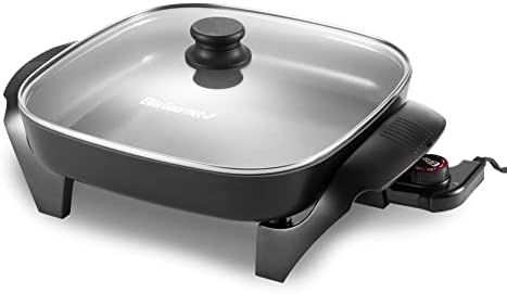 Elite Gourmet 12"x12"x2.15” Ceralast™ PFAS Free Ceramic Electric Skillet, Dishwasher Safe