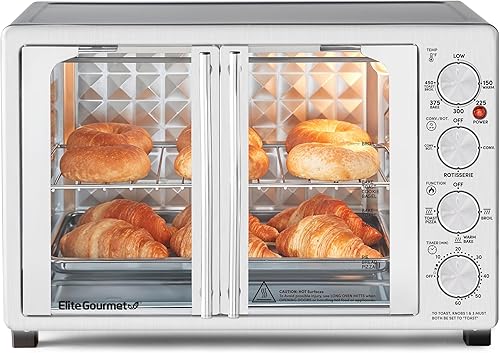 Elite Gourmet ETO4524 45L Countertop Convection Toaster Oven, French Doors