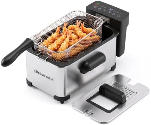 Elite Gourmet 3Qt Digital Electric Deep Fryer, Touchscreen, 6 Preset Modes