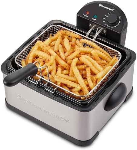 Elite Gourmet 4.2Qt Deep Fryer, 1700W, 4Qt Basket, Adjustable Temp