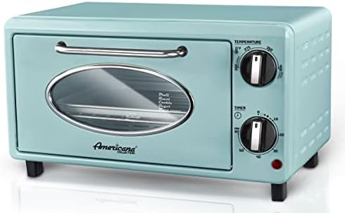 Elite Gourmet ETO147M Retro Diner Toaster Oven, Fits 8" Pizza, 1000W, Mint