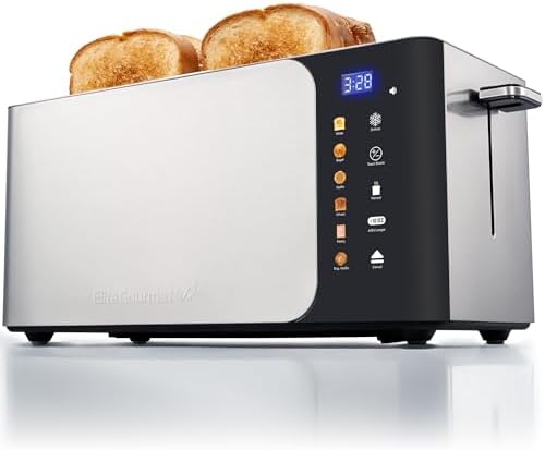 Elite Gourmet SmartToast Digital 4-Slice Toaster, 1370W, 1.5" Wide Slots
