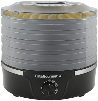 Elite Gourmet 5-Tray Food Dehydrator, BPA-Free 11.4" Trays, Adjustable Temp