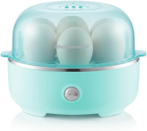 Elite Gourmet 7-Egg Electric Egg Cooker, BPA-Free, Auto Shut-Off — Retro Mint
