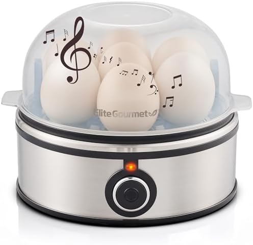 Elite Gourmet 7-Egg Egg Cooker, Soft-Hard Boiled, Poach & Omelet