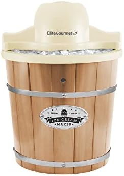 Elite Gourmet EIM-924LX 4Qt Old Fashioned Electric Ice Cream Maker, Pine