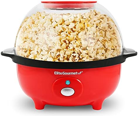 Elite Gourmet EPM330R Stirring Ceramic Nonstick 12 Cup Popcorn Maker, Red