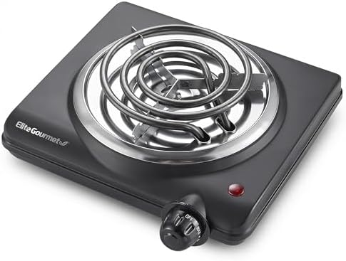 Elite Gourmet ESB100B Single Coiled Burner Hot Plate, Countertop, Black
