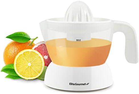 Elite Gourmet ETS-411 Electric Citrus Juicer, Compact 30-Watt, 16 oz, White