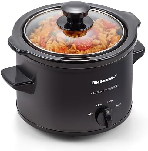 Elite Gourmet MST-250XBX Electric Ceramic Slow Cooker, 1.5 Qt, Black
