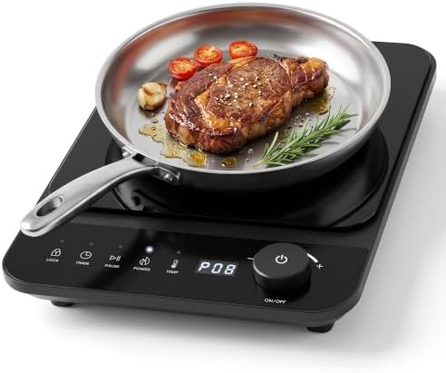 Elite Gourmet Ultra Slim Portable Induction Cooktop, 1500W, 10 Power Level